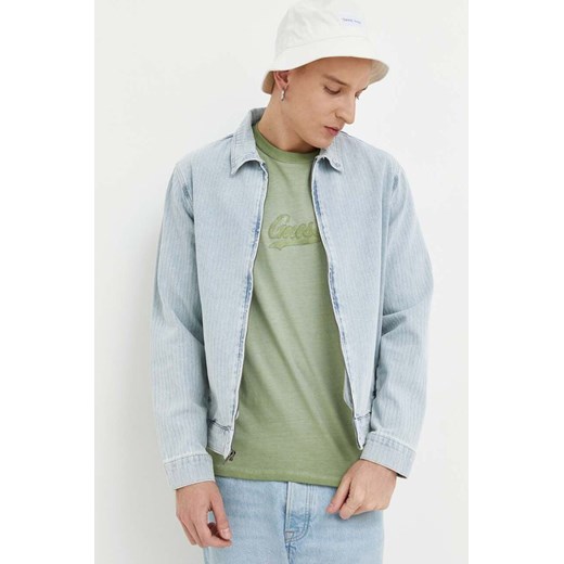 Kurtka damska Guess Originals krótka wiosenna niebieska bez kaptura