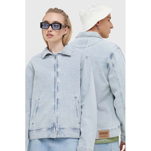 Guess Originals kurtka jeansowa kolor niebieski przejściowa ze sklepu ANSWEAR.com w kategorii Kurtki damskie - zdjęcie 157259490