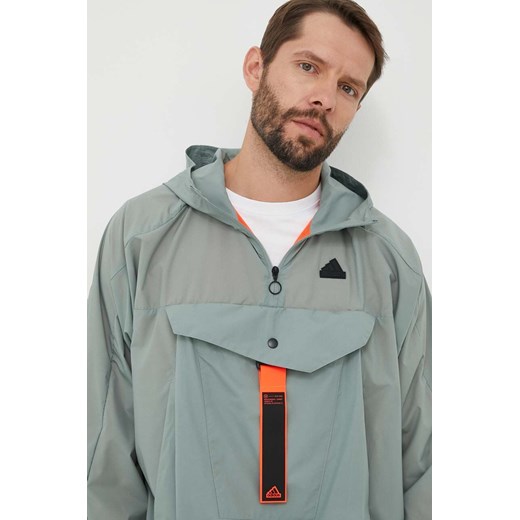 adidas kurtka męska kolor zielony przejściowa oversize ze sklepu ANSWEAR.com w kategorii Kurtki męskie - zdjęcie 157275372