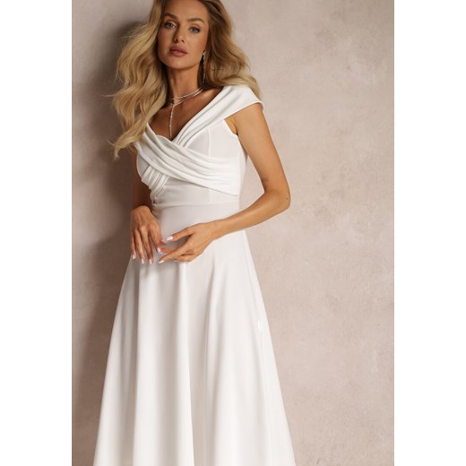 Biała Rozkloszowana Sukienka ze Skrzyżowanymi Paskami Jazelia Renee M wyprzedaż Renee odzież