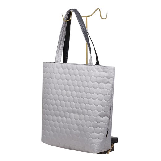 Shopper bag Słońtorbalski biała elegancka na ramię pikowana mieszcząca a7 bez dodatków tkaninowa 