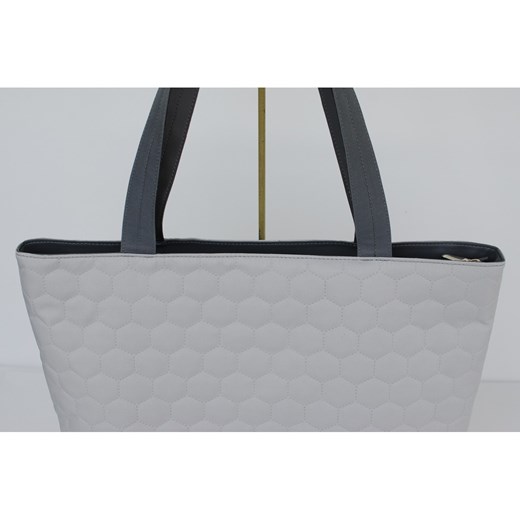 Shopper bag biała Słońtorbalski pikowana mieszcząca a7 bez dodatków tkaninowa 