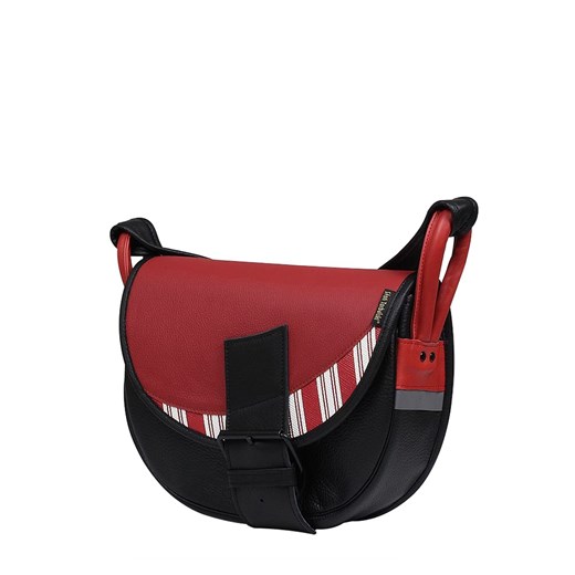 czarno-czerwona damska torebka listonoszka skórzana na ramię Freshman Mini Słońtorbalski średni Slontorbalski