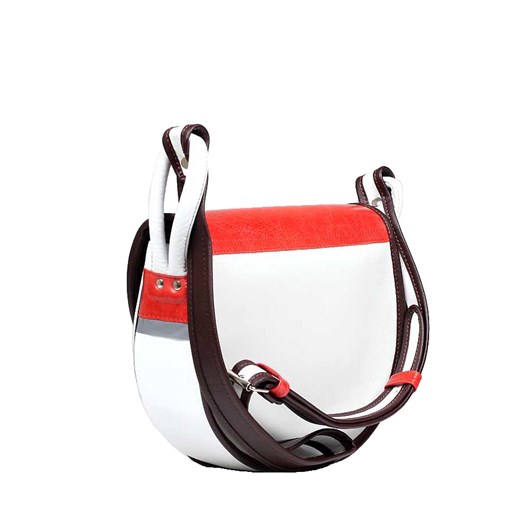 damska torebka listonoszka skórzana na ramię Freshman Mini biało-czerwona Słońtorbalski średni Slontorbalski