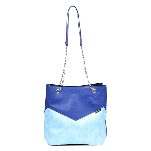 torebka damska skórzana Grace na ramię granatowo-niebieska ze sklepu Słoń Torbalski w kategorii Torby Shopper bag - zdjęcie 157293322