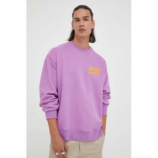 Levi&apos;s bluza bawełniana męska kolor fioletowy z nadrukiem ze sklepu ANSWEAR.com w kategorii Bluzy męskie - zdjęcie 157293971
