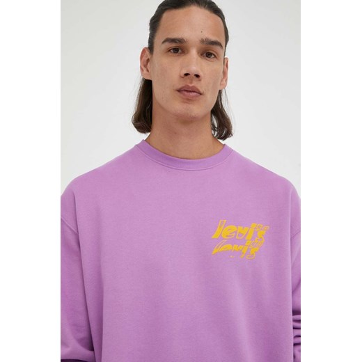 Levi&apos;s bluza bawełniana męska kolor fioletowy z nadrukiem S ANSWEAR.com