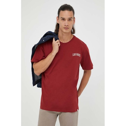 Les Deux t-shirt bawełniany kolor bordowy z nadrukiem LDM101113 ze sklepu ANSWEAR.com w kategorii T-shirty męskie - zdjęcie 157294302