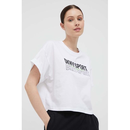 Dkny t-shirt bawełniany kolor biały ze sklepu ANSWEAR.com w kategorii Bluzki damskie - zdjęcie 157317184