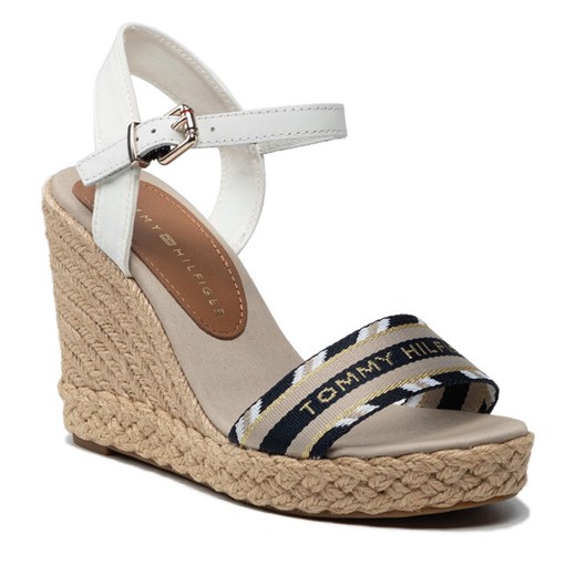 Espadryle Tommy Hilfiger Corporate Webbing High Wedge FW0FW06295 Ecru YBL Tommy Hilfiger 41 promocyjna cena eobuwie.pl