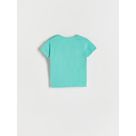 Reserved - T-shirt z napisem - Turkusowy Reserved 80 (9-12 m.) Reserved