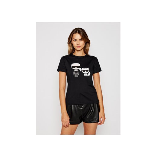 KARL LAGERFELD T-Shirt Ikonik Karl & Choupette 205W1707 Czarny Regular Fit Karl Lagerfeld M MODIVO wyprzedaż