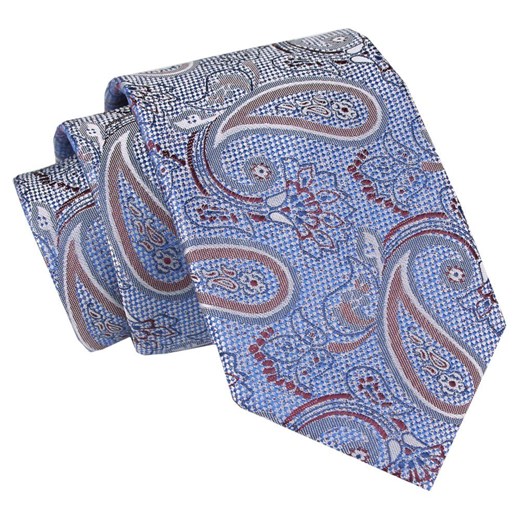 Męski Krawat Angelo di Monti - Niebieskie Tło, Wzór Paisley KRADM2014 ze sklepu JegoSzafa.pl w kategorii Krawaty - zdjęcie 157453501