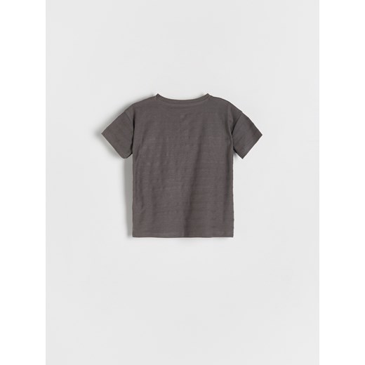 Reserved - Strukturalny t-shirt w paski - Szary Reserved 110 (4-5 lat) Reserved