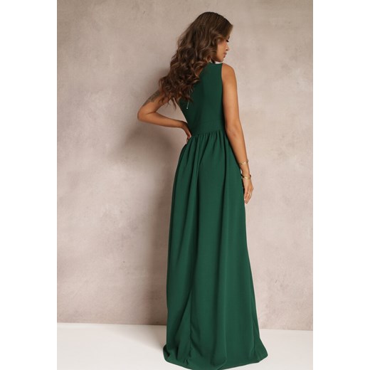 Sukienka zielona Renee z asymetrycznym dekoltem 