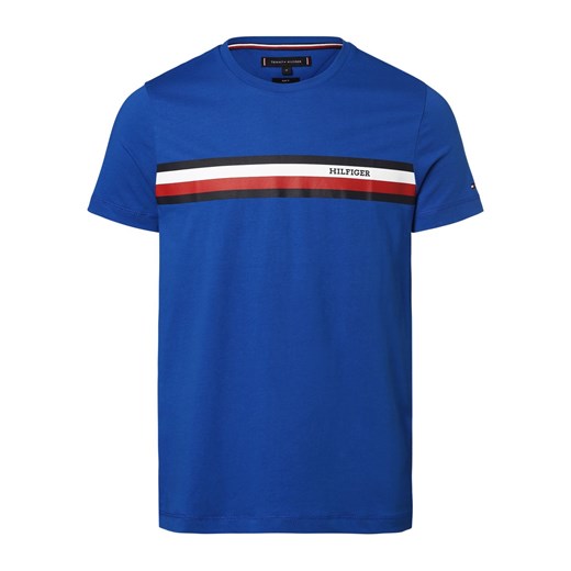 Tommy Hilfiger T-shirt męski Mężczyźni Bawełna niebieski nadruk ze sklepu vangraaf w kategorii T-shirty męskie - zdjęcie 157476773