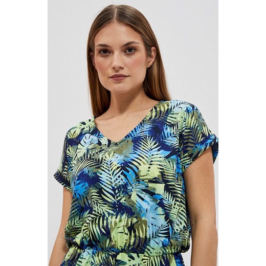 Sukienka z tropikalnym printem i kieszeniami 4042, Kolor granatowy-wzór, Rozmiar XL Primodo
