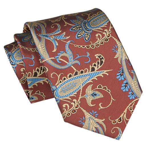 Męski Krawat Angelo di Monti - Jasny Brąz, Kolorowy Wzór KRADM2052 ze sklepu JegoSzafa.pl w kategorii Krawaty - zdjęcie 157485974