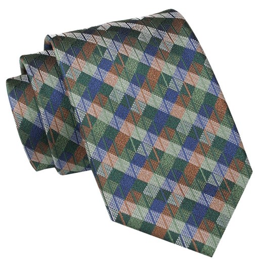 Męski Krawat Angelo di Monti - Kolorowy w Kratkę KRADM2032 ze sklepu JegoSzafa.pl w kategorii Krawaty - zdjęcie 157485982