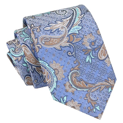 Męski Krawat Angelo di Monti - Niebieski, Duże Kwiaty KRADM2021 ze sklepu JegoSzafa.pl w kategorii Krawaty - zdjęcie 157485984