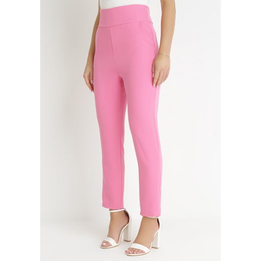 Różowe Spodnie Regular Boura ze sklepu Born2be Odzież w kategorii Spodnie damskie - zdjęcie 157488423