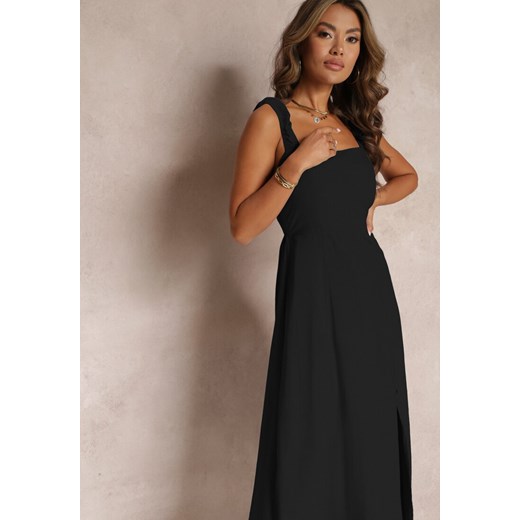 Sukienka Renee czarna bawełniana na ramiączkach letnia midi 