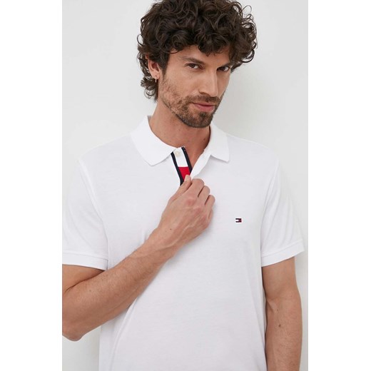 Tommy Hilfiger polo bawełniane kolor biały gładki Tommy Hilfiger L ANSWEAR.com