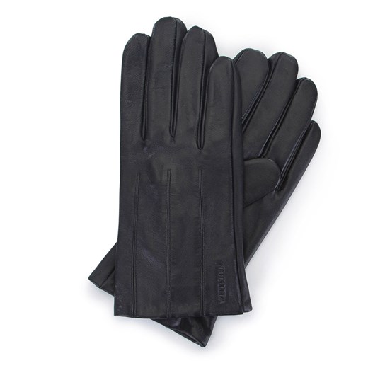 Męskie rękawiczki z gładkiej skóry czarne ze sklepu WITTCHEN w kategorii Rękawiczki męskie - zdjęcie 157514601