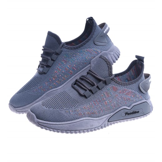 Szare męskie buty sportowe z elastycznego materiału /C1-1 14194 S237/ 44 Pantofelek24.pl Jacek Włodarczyk