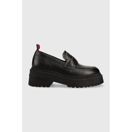 Tommy Jeans mokasyny skórzane TJW AVA LOAFER damskie kolor czarny na platformie EN0EN02218 ze sklepu ANSWEAR.com w kategorii Mokasyny damskie - zdjęcie 157528971