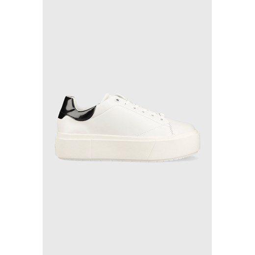 Buty sportowe damskie Calvin Klein sneakersy białe skórzane sznurowane 