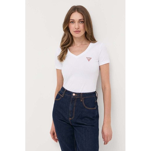 Guess t-shirt damski kolor biały W2YI45 J1314 ze sklepu ANSWEAR.com w kategorii Bluzki damskie - zdjęcie 157545773