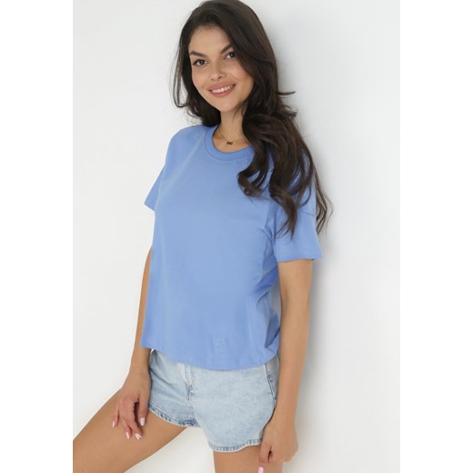 Niebieski T-shirt Malifa ze sklepu Born2be Odzież w kategorii Bluzki damskie - zdjęcie 157551692