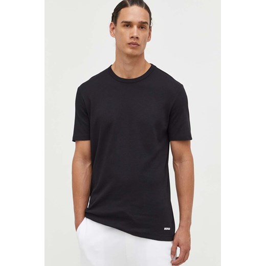 HUGO t-shirt bawełniany kolor czarny gładki 50480434 ze sklepu ANSWEAR.com w kategorii T-shirty męskie - zdjęcie 157564701