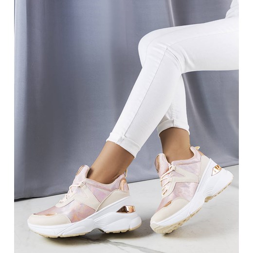 Różowe sneakersy z metalicznymi wstawkami Ruais ze sklepu gemre w kategorii Buty sportowe damskie - zdjęcie 157572643