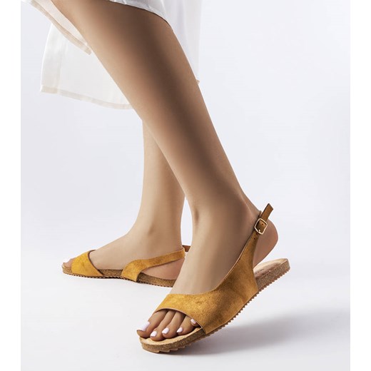 Brązowe płaskie sandały Hebron ze sklepu gemre w kategorii Sandały damskie - zdjęcie 157572893