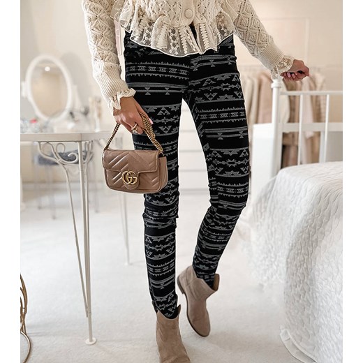 Czarne wzorzyste spodnie materiałowe Marcoux ze sklepu gemre w kategorii Spodnie damskie - zdjęcie 157573270