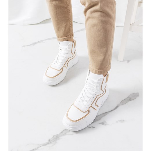 Białe sneakersy za kostkę Roseda ze sklepu gemre w kategorii Buty sportowe damskie - zdjęcie 157573962