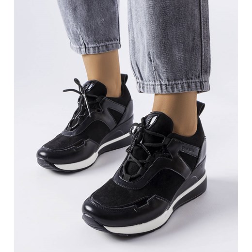 Czarne sneakersy na koturnie Vinceza ze sklepu gemre w kategorii Buty sportowe damskie - zdjęcie 157574522