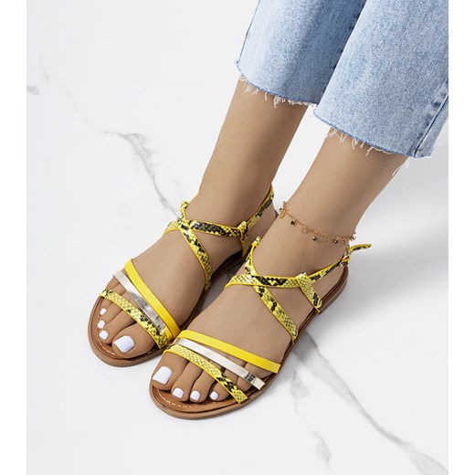 Żółte sandały damskie Reeta ze sklepu gemre w kategorii Sandały damskie - zdjęcie 157574572