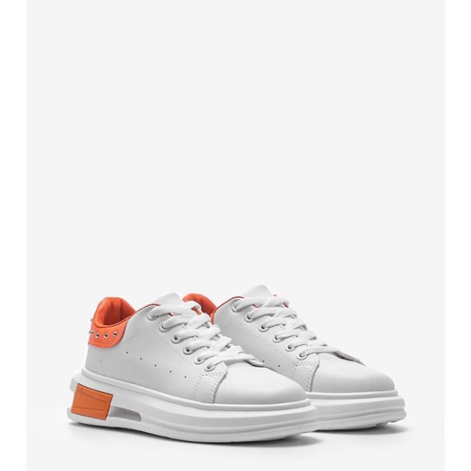 Biało pomarańczowe sneakersy damskie Taranto ze sklepu gemre w kategorii Buty sportowe damskie - zdjęcie 157574800