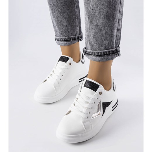 Biało-czarne sneakersy na platformie Monty ze sklepu gemre w kategorii Trampki damskie - zdjęcie 157575322