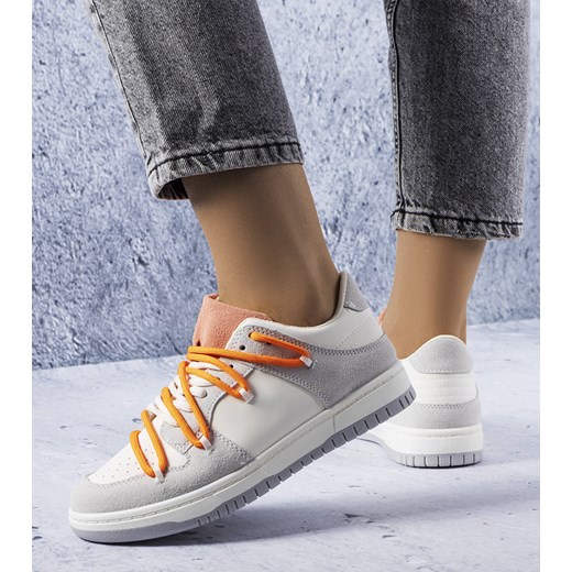 Szare sneakersy pomarańczowe sznurówki Aucoin ze sklepu gemre w kategorii Buty sportowe damskie - zdjęcie 157575924