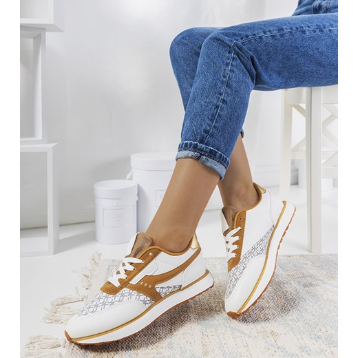 Biało brązowe sneakersy damskie Chiara ze sklepu gemre w kategorii Buty sportowe damskie - zdjęcie 157576563