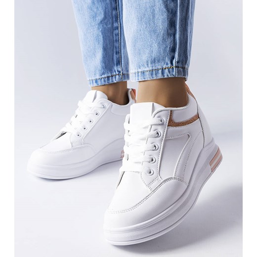Białe sneakersy z brokatowymi wstawkami Bonevil ze sklepu gemre w kategorii Buty sportowe damskie - zdjęcie 157577622