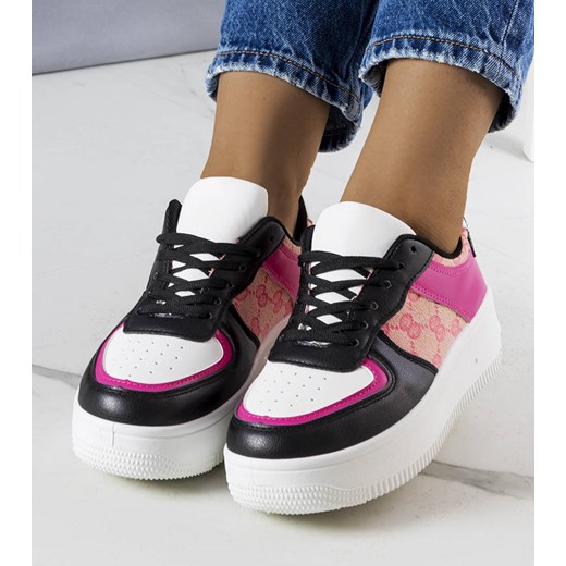 Różowo-czarne sneakersy damskie Luzia ze sklepu gemre w kategorii Buty sportowe damskie - zdjęcie 157578274