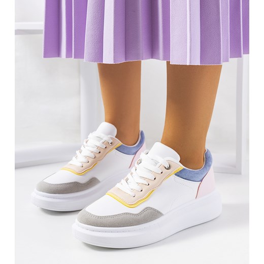 Białe sneakersy damskie Selma Blue ze sklepu gemre w kategorii Buty sportowe damskie - zdjęcie 157578601