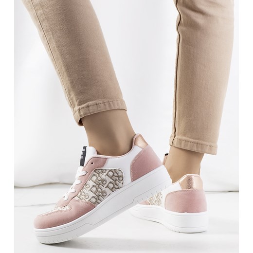 Buty sportowe damskie Gemre na wiosnę różowe sznurowane 