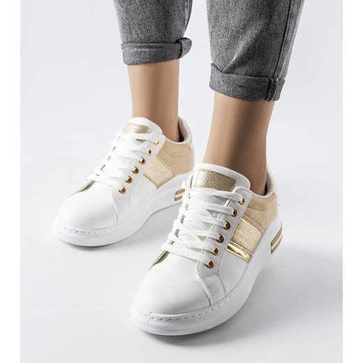 Białe sneakersy z beżowymi wstawkami Deans ze sklepu gemre w kategorii Trampki damskie - zdjęcie 157578913