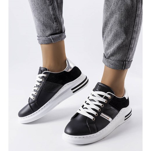 Czarne sneakersy z wstawkami Deans ze sklepu gemre w kategorii Trampki damskie - zdjęcie 157580133